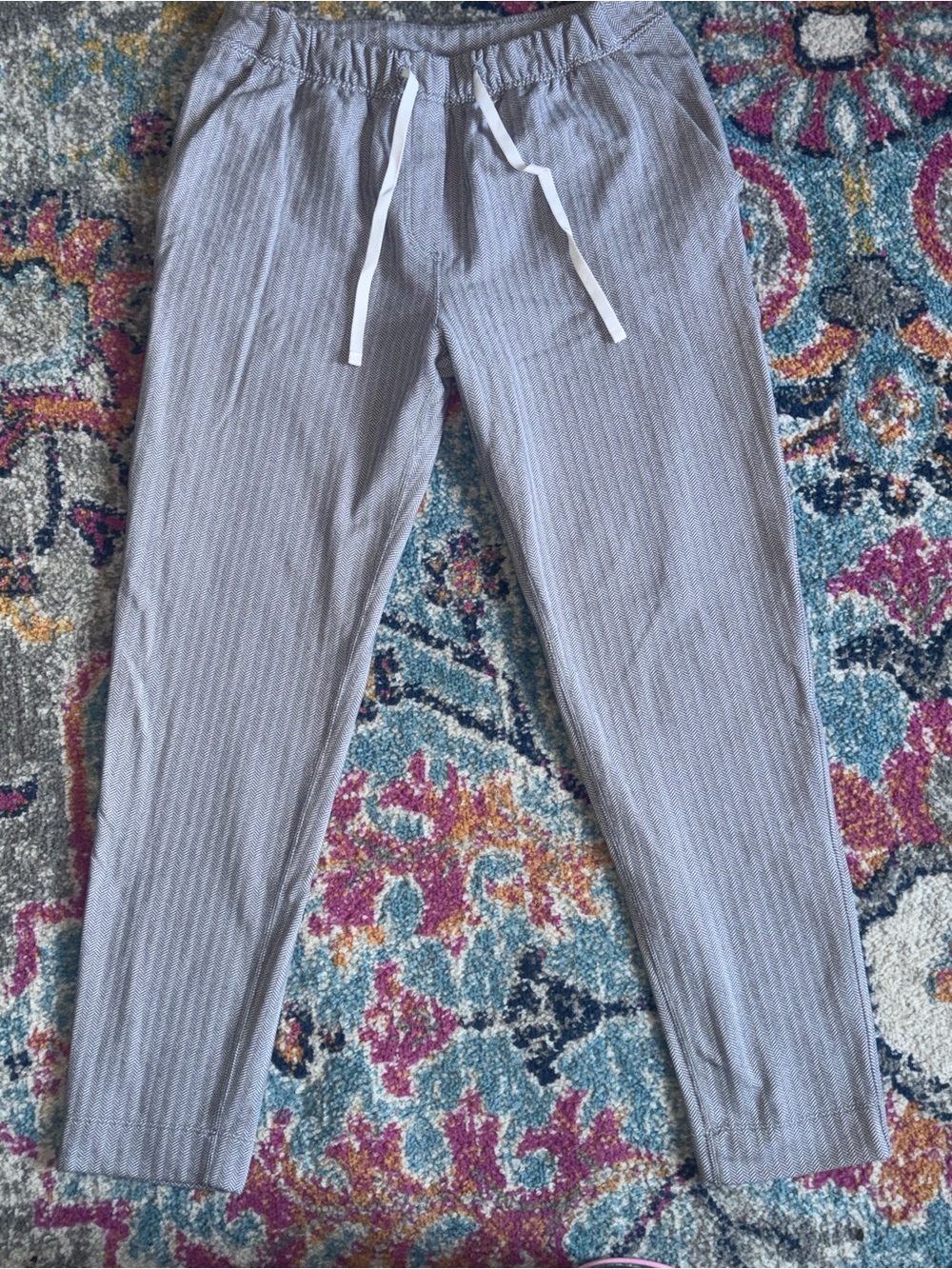 lululemon athletica Light Gray Pinstripe Drawstring Chinos